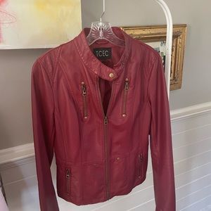 Red vegan leather Jacket